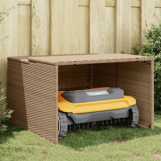 vidaXL - Garage - voor - robotmaaier - 86x90x52/57 - cm - poly - rattan - beige van Merkloos	 — afbeelding 2