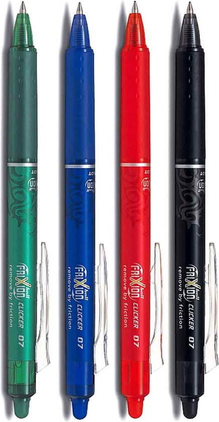 Pilot Frixion ball clicker basis set van 4 pennen - uitgumbare pen - bal pen