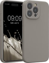 kwmobile coque de téléphone compatible avec Apple iPhone 15 Pro Max - Coque arrière en TPU avec revêtement en silicone - Coque pour smartphone en gris pierre