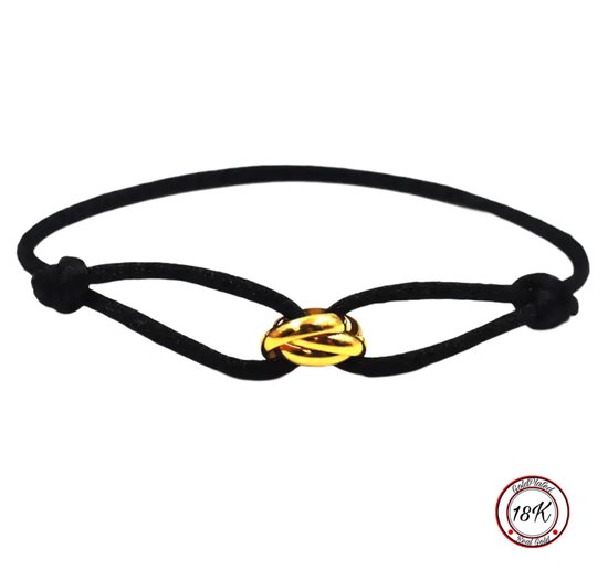 Soraro 3-in-1 ring Armband | Zwart | 18K Goldplated | Soraro Armbanden | Cadeau voor haar | Verjaardag Vrouw | Vaderdag | Vaderdag Cadeau