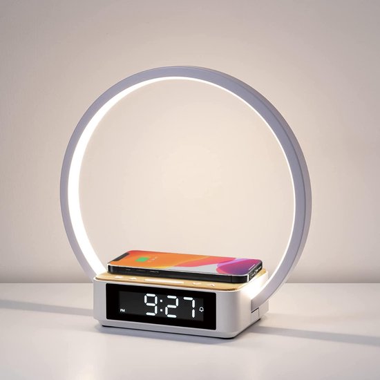 Wake Up Light - Digitale Wekker - Wake Up Light Wekker - Draadloze Oplader - Touch Lamp
