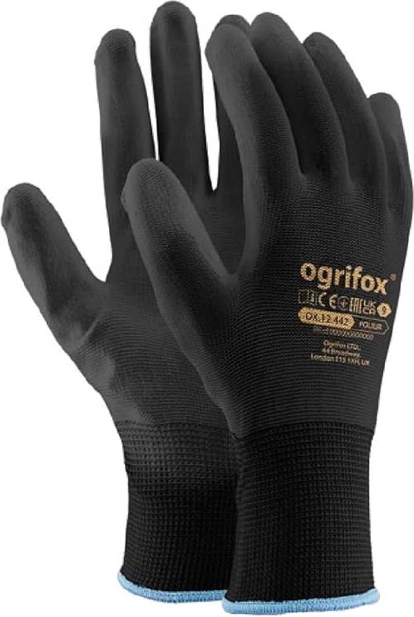 BIG PACK!! Ogrifox set van 10 paar Werk Dak Beschermende Handschoenen Zwart 10
