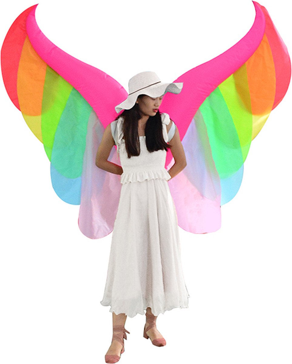 Regenboog Engelenvleugels Voor Meisjes - Kostuum Vleugels Voor Carnaval, Halloween, Kerstmis & Cosplay