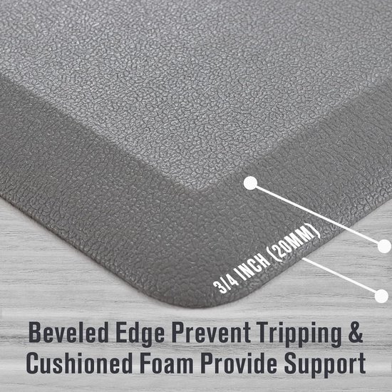 Carvapet Anti-vermoeidheid keukenmat 20 mm dikke gewatteerde keuken staande matten vloermatten PVC waterdichte loper tapijt voor staand bureau, keuken, kantoor (bruin, 44 x 99 x 2 cm