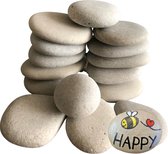Happy Stones - Wit - 15 pièces - Pierres rondes et lisses - Galets à Peinture - Galets à peindre