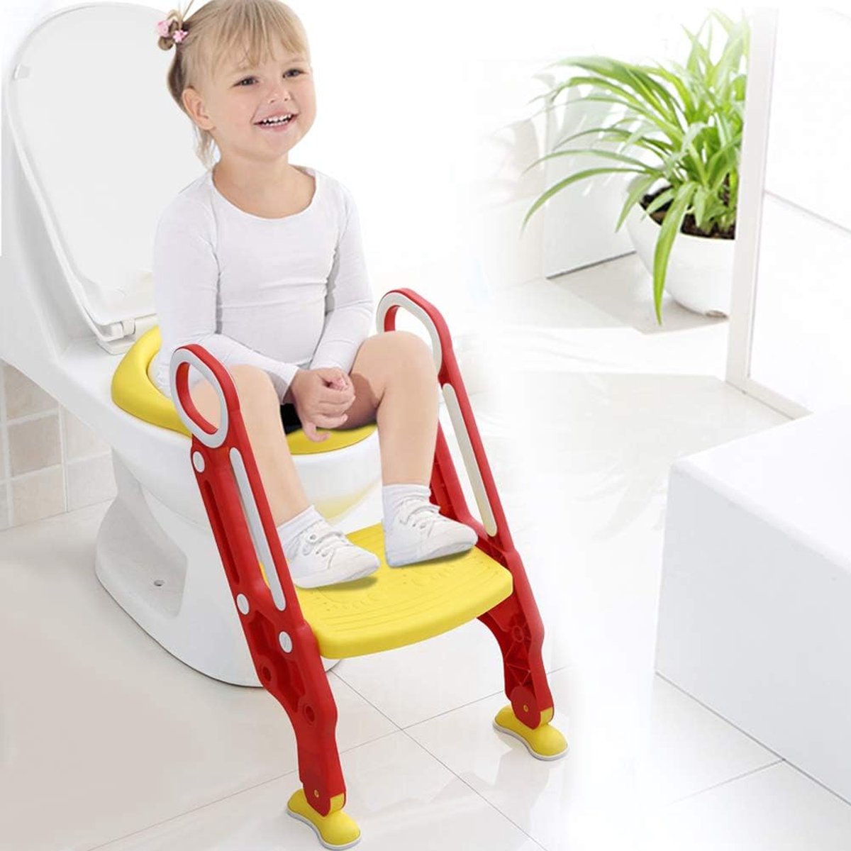 Goedkoopste Potje trainer toilettrainer kinderpotje kinder toiletbril met ladder potje zitje(rood