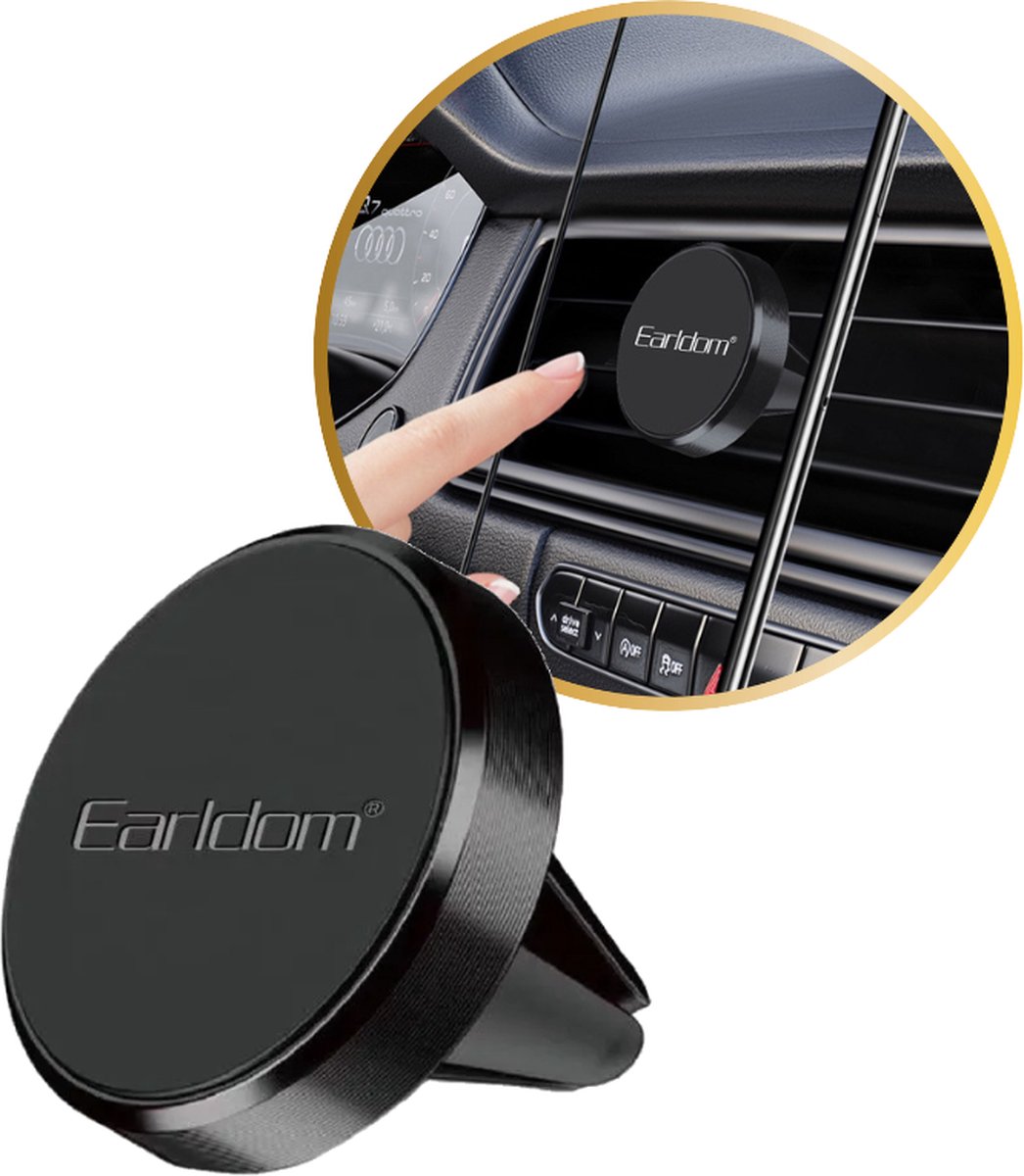 Earldom® - Krachtige Universele Magnetische Telefoonhouder Voor In De Auto - Ventilatierooster - 360 Graden - Geschikt Voor Alle Telefoons - Zwart