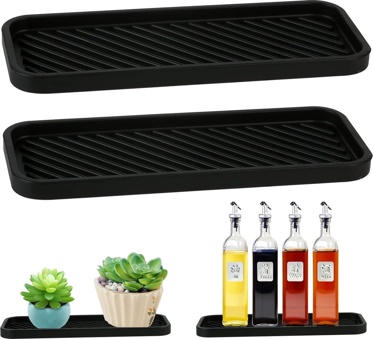 Goedkoopste 2 stuks siliconen spoelbak-organizer, sponshouder, spoelbak, organizer, keuken, vaatwasserbestendig, afdruipmat silicone voor sponzen, borstels, zeep (zwart