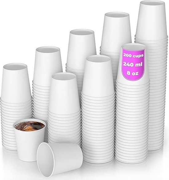 25 st. Bedrukte Hot-but-cool koffiebeker met deksel 240ml wit / blauw bedrukken