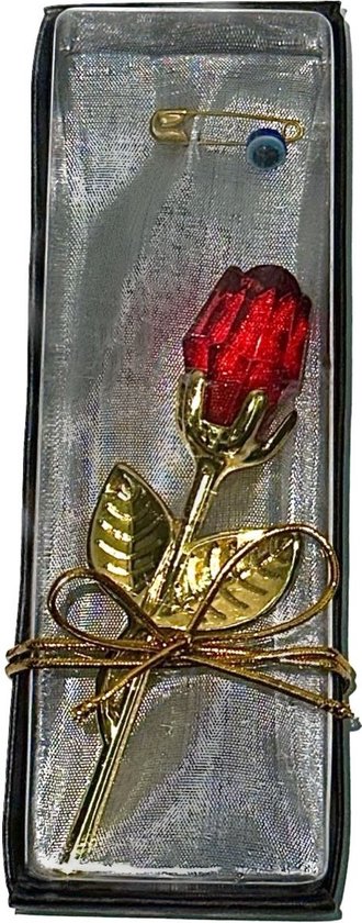 Kristallen Roos - Incl. Boze Oog Kraaltje & Doosje - Rood - Valentijn