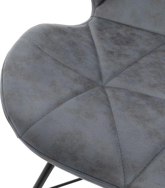 ML- Ensemble Design de 6 chaises de salle à manger avec dossier, anthracite, chaise de cuisine avec revêtement en cuir artificiel, chaise rembourrée avec pieds en métal, chaise de table à manger ergonomique, chaise de salon, chaises de cuisine