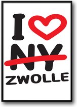 I Love Zwolle fotolijst met glas 40 x 50 cm - Prachtige kwaliteit - woonkamer - Harde lijst - Glazen plaat - inclusief ophangsysteem - Grappige Poster - Foto op hoge kwaliteit uitgeprint
