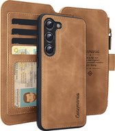 Samsung Galaxy S24 Bookcase hoesje - CaseMe - Effen Bruin - Kunstleer - Portemonnee met 14 Vakjes voor Pasjes en Ritsvak