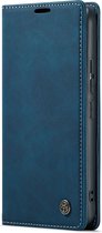 CaseMania Bookcase hoesje geschikt voor Samsung Galaxy A25 - Effen Donkerblauw - Kunstleer