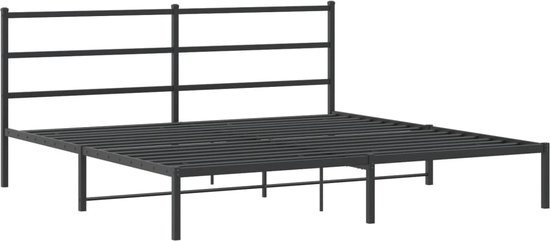 vidaXL - Bedframe - met - hoofdbord - metaal - zwart - 180x200 - cm