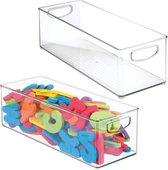 Set van 2 speelgoedopbergdozen, grote opbergdoos van stevig kunststof, doos met handgrepen voor knutsel- en speelgoed in de kinderkamer, doorzichtig