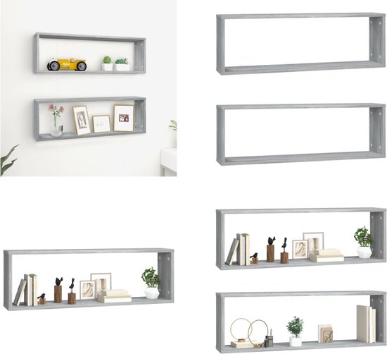 vidaXL Étagères murales Cube 2 pcs 80x15x26-5 cm Bois d'ingénierie Gris Sonoma - Cube mural - Cubes muraux - Étagère cubique - Ensemble d'étagères