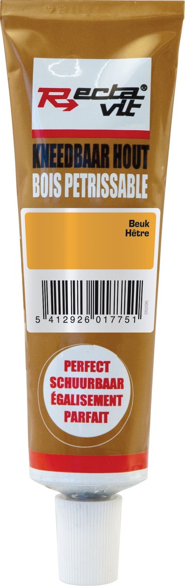 Rectavit Kneedbaar Hout - Reparatiepasta - Overschilderbaar - Tube 50 ml - Beuk - Prijs per stuk