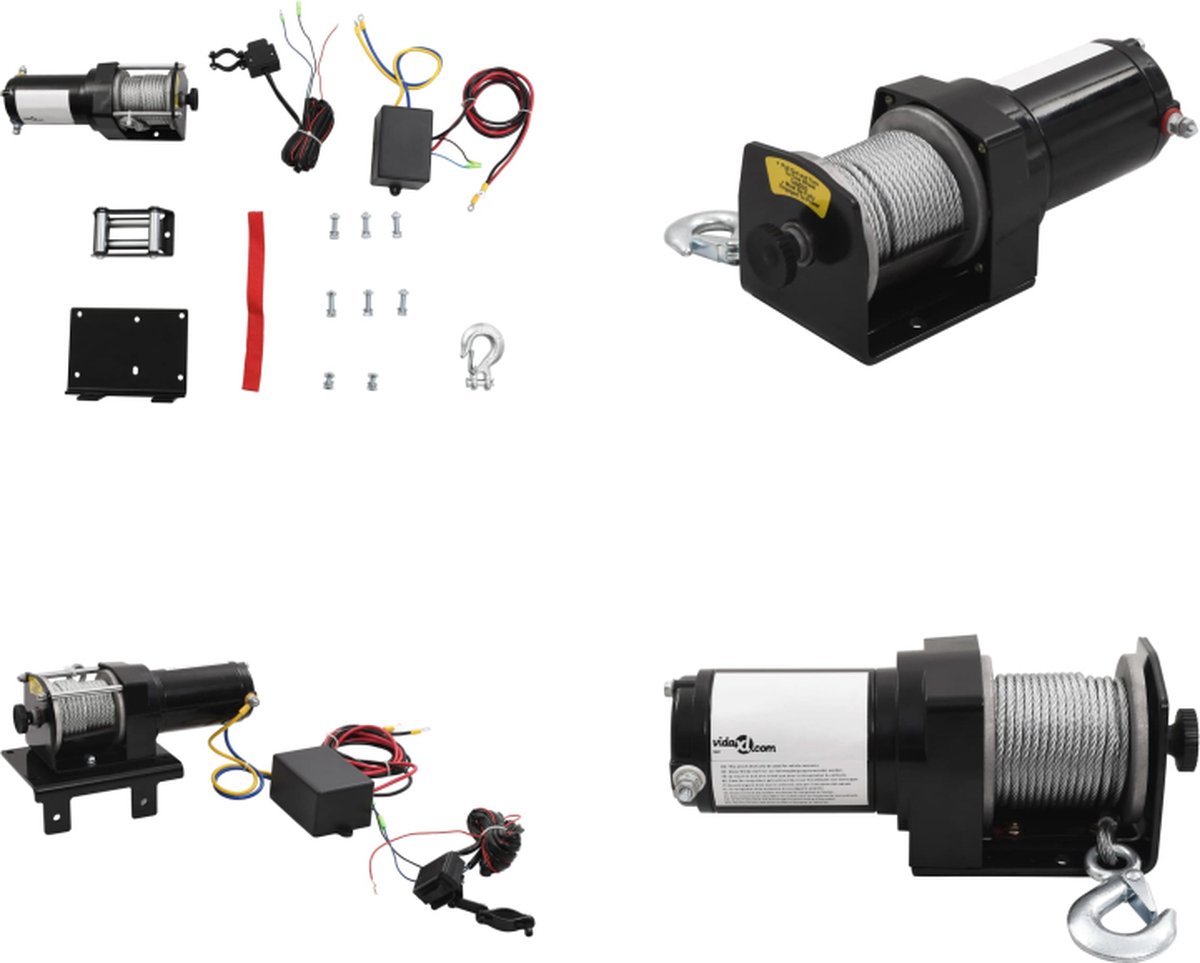 Treuil électrique 12V 907 Kg – Pour Voiture, Bateau, Remorque, 2 Commandes (fil Et Manivelle) - 2