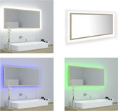 vidaXL Badkamerspiegel LED 100x8-5x37 cm acryl sonoma eikenkleurig - Spiegel - Spiegels - Badkamerspiegel - Badkamerspiegels