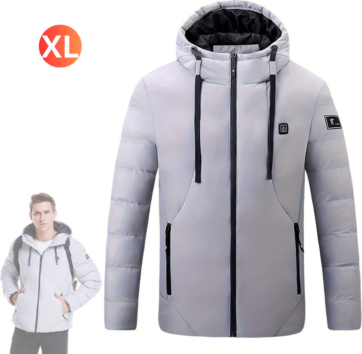 Nivard Verwarmde Jas Heating Jacket Thermo Jas Elektrische Kleding Jas Met Verwarming Heren Grijs