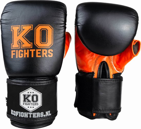 KO FIGHTERS (Kick) Bokshandschoenen - Zakhandschoenen - Leder - Oranje - S