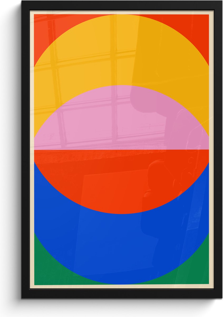 FrameYourWall Poster in lijst - Fotolijst 40x60 cm - Posters - Bauhaus - Modern - Abstract - Retro - Kunst - Posterlijst zwart - Decoratie - Wanddecoratie woonkamer - Muurdecoratie slaapkamer Kleurrijk
