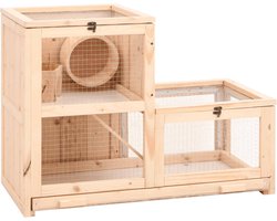 vidaXL - Hamsterkooi - 81x40x60 - cm - massief - vurenhout