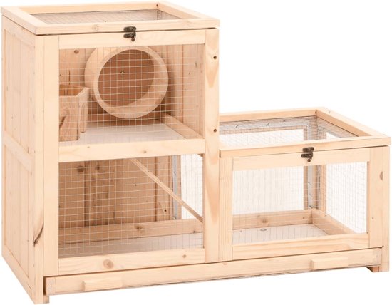 vidaXL - Hamsterkooi - 81x40x60 - cm - massief - vurenhout