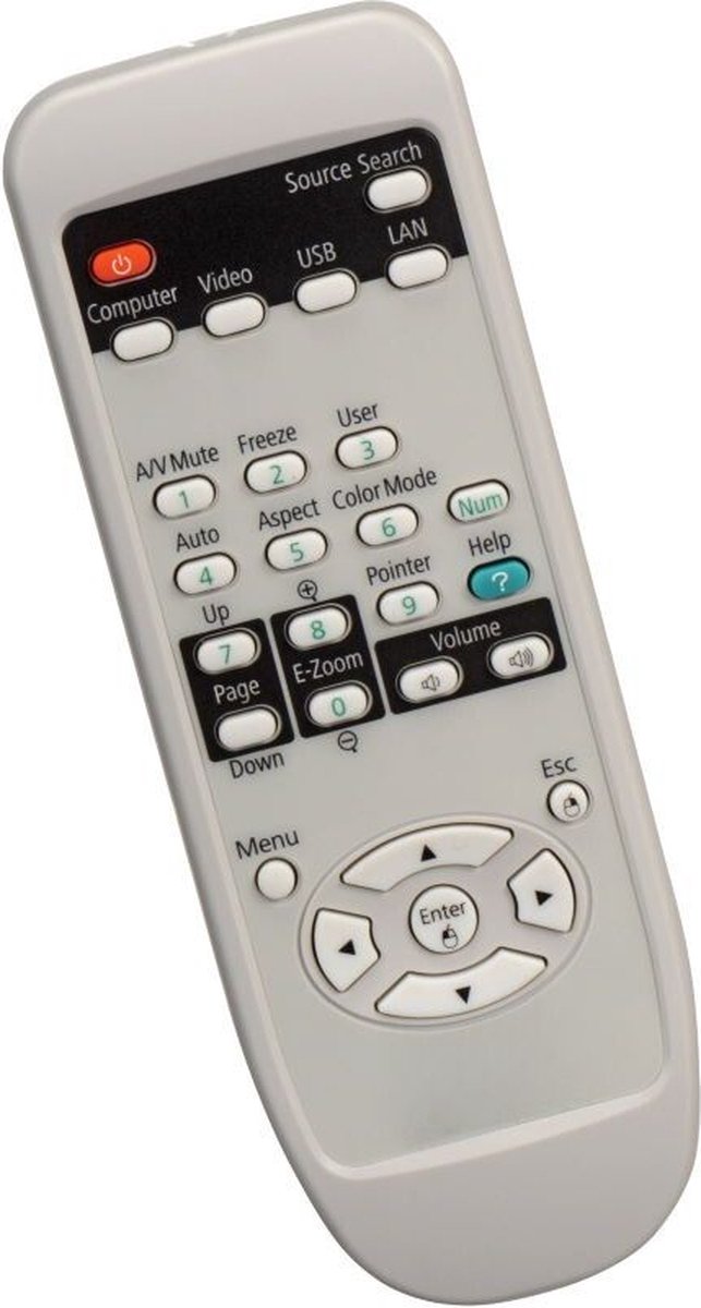 Afstandsbediening geschikt voor de EPSON H328A beamer, vervangt 1515068 / 151506800 / 1515069 / 151506900 / V11H312140