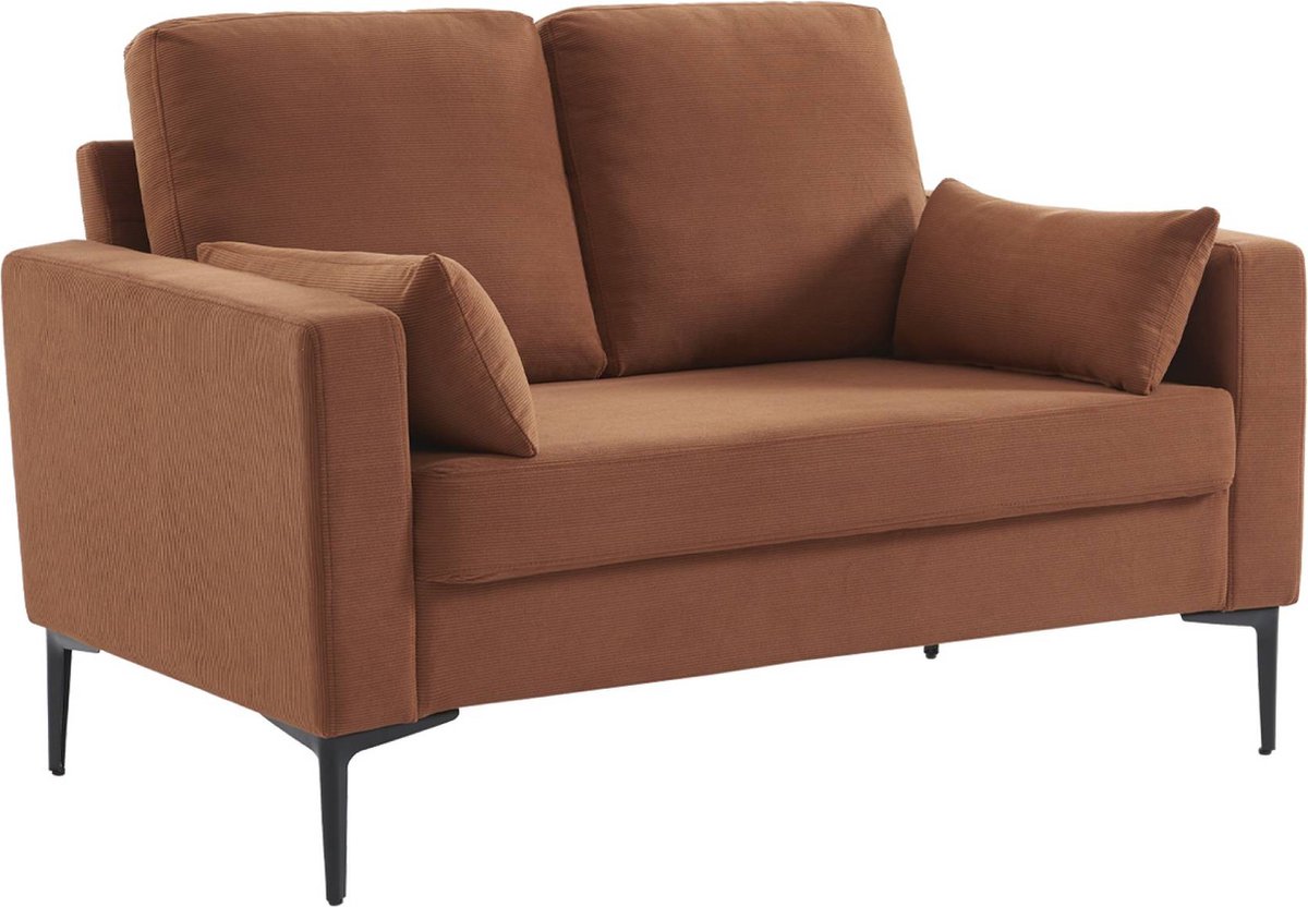 sweeek 2-zits rechte bank met metalen poten en corduroy - bjorn terracotta