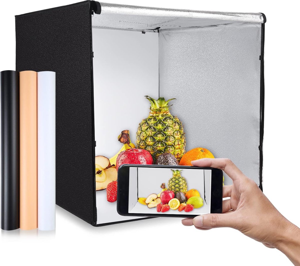 Opvouwbare LED Desktop Fotostudio Box met Drie Achtergronden voor Productfotografie - Draagbare Inklapbare Fotostudio met Krachtige LED-verlichting