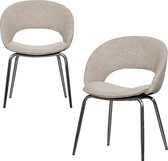 BePureHome Eetkamerstoel Bullet - Polyester - Beige - Set van 2