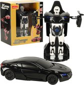 Playos® - Transformer Auto / Robot - Zwart - 1:32 - Licht en Geluid - Speelgoed Auto - Transformerende Auto