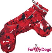 ForMyDogs hondenkleding Regenpak voor de teef, gevoerd met fleece, rug lengte 39cm ritssluiting op de rug, reflecterend