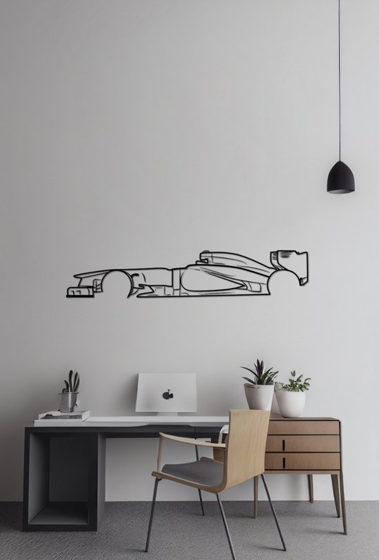 Formula 1 - Silhouette - Metaalkunst - Zwart - 60 x 15 cm - Auto Decoratie - Muur Decoratie- Man Cave - Cadeau voor man- Inclusief ophangsysteem
