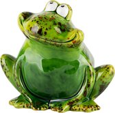Kikker 'Arthur' groen 16 cm hoog - frog - keramiek - decoratiefiguur - interieur - accessoire - voor binnen en buiten - cadeau - geschenk - tuinfiguur - tuinbeeldje - tuindecoratie