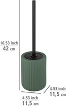 WC-garnituur , hoogwaardige borstelhouder van stevig keramiek met moderne rondingen, hygiënisch verwisselbare borstelkop, geribbeld soft-touch oppervlak groen/zwart, 11,5 x 42 cm