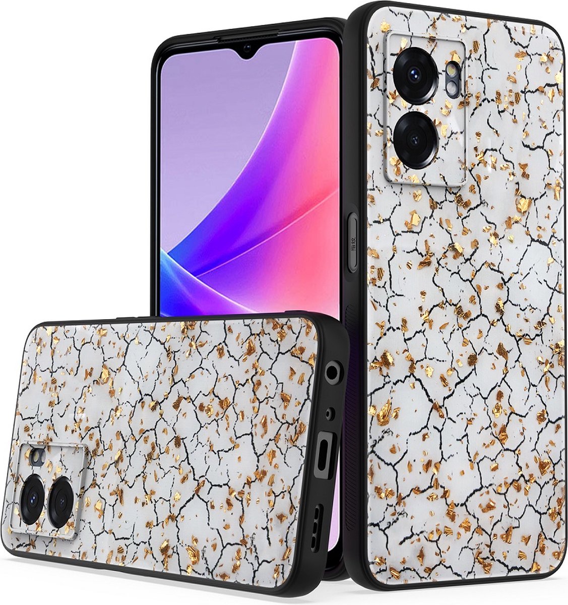 Silicone Hoesje Print - Backcover - Geschikt voor Oppo A77 5G - Gebroken Wit