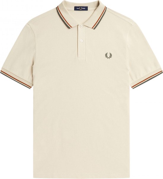 Fred Perry Twin tipped fred perry shirt - oatmeal nut flake field green