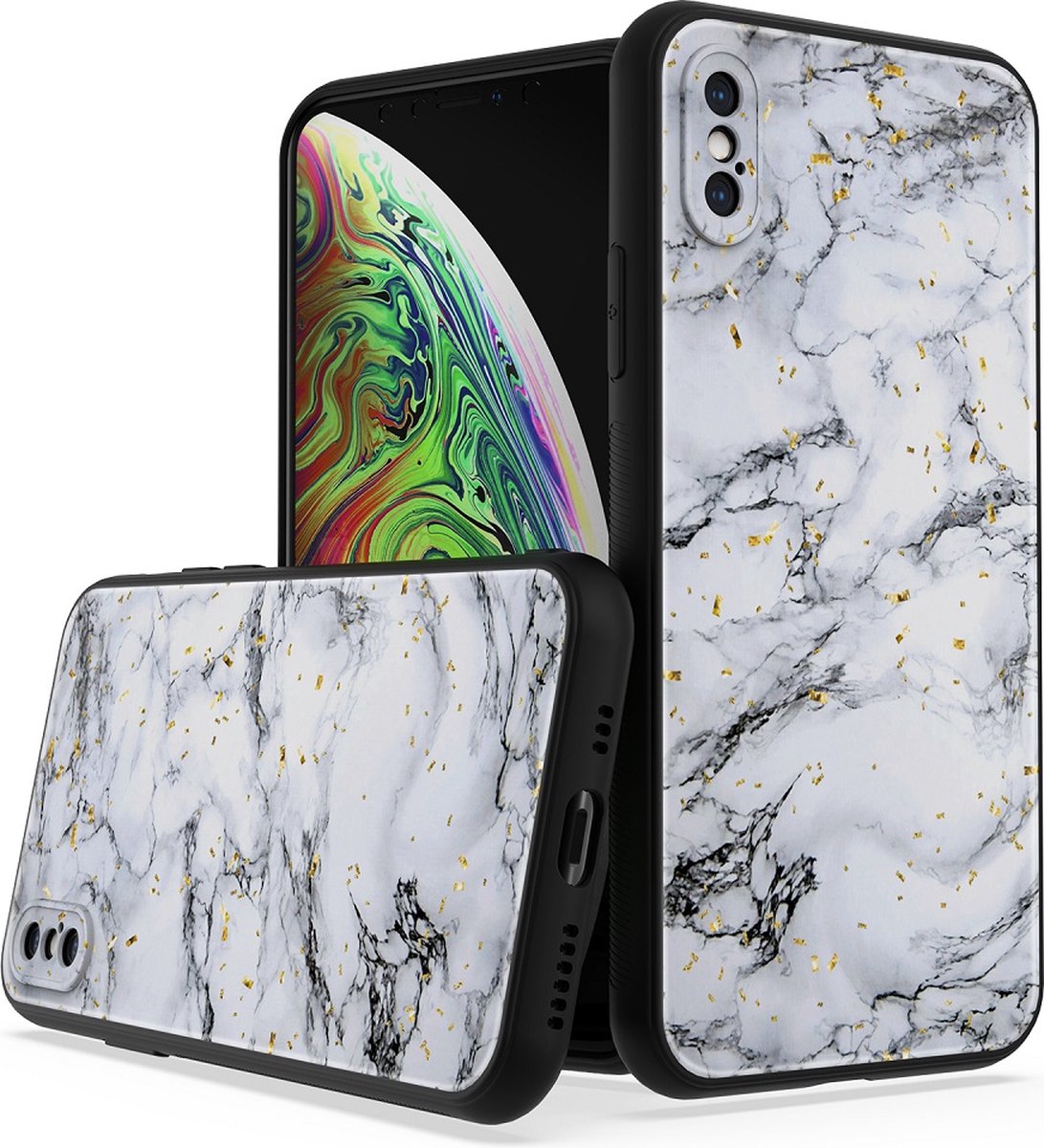 Silicone Hoesje Print - Backcover - Geschikt voor Apple iPhone XR - Marmer Wit