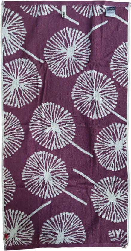 Floz Design luxe handdoek met patroon - wijnrood en creme - 100 % bio katoen - 50 x 100 cm - fairtrade