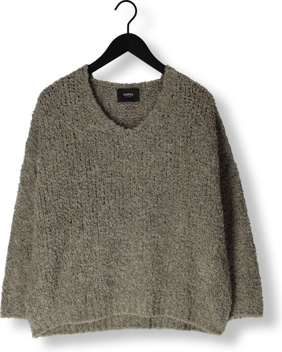 Simple Knit-bocc-23-1 Pull Pulls & Gilets Femme - Pull - Sweat à capuche - Cardigan - Vert - Taille L