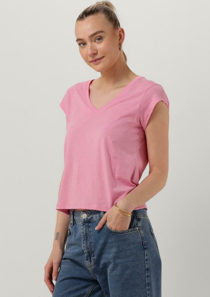 CC Heart Basic V-neck T-shirt Tops & T-shirts Dames - Shirt - Roze - Maat L