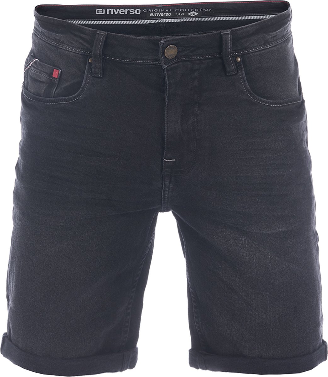 riverso Heren Short Broeken RIVUdo regular/straight Fit Zwart W 30 Volwassenen Denim shorts Stretch Jeans Korte Broek