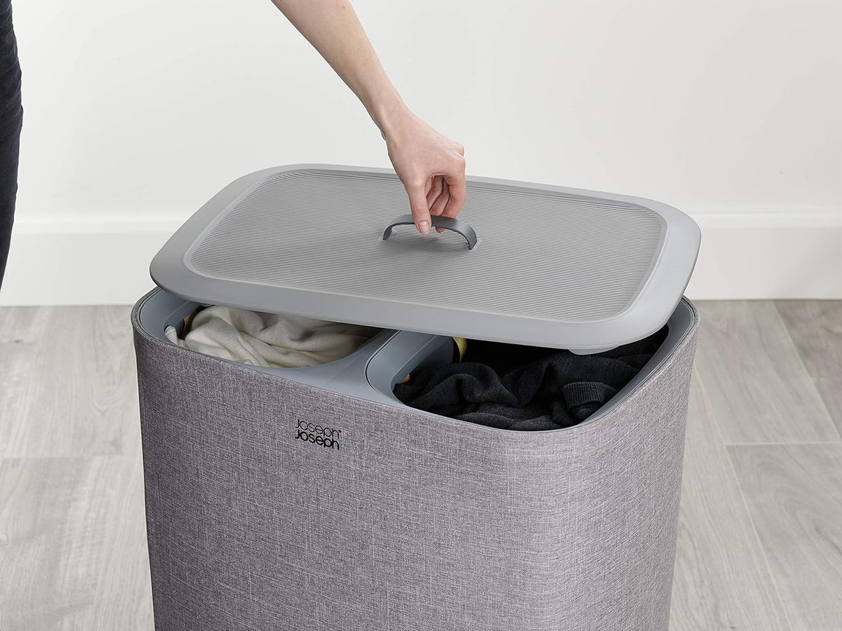 Tendance Wasmand Deksel Rotan - Zwart/grijs - Bamboe - 67l
