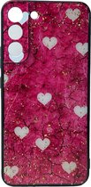 Silicone Hoesje Print - Backcover - Geschikt voor Samsung Galaxy S22 Plus - Roze Hartjes