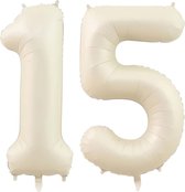 Cijfer Ballonnen Ballon Cijfer 15 Verjaardag Versiering Feest Helium Ballonnen Cijferballon Folieballon Wit Xl Formaat