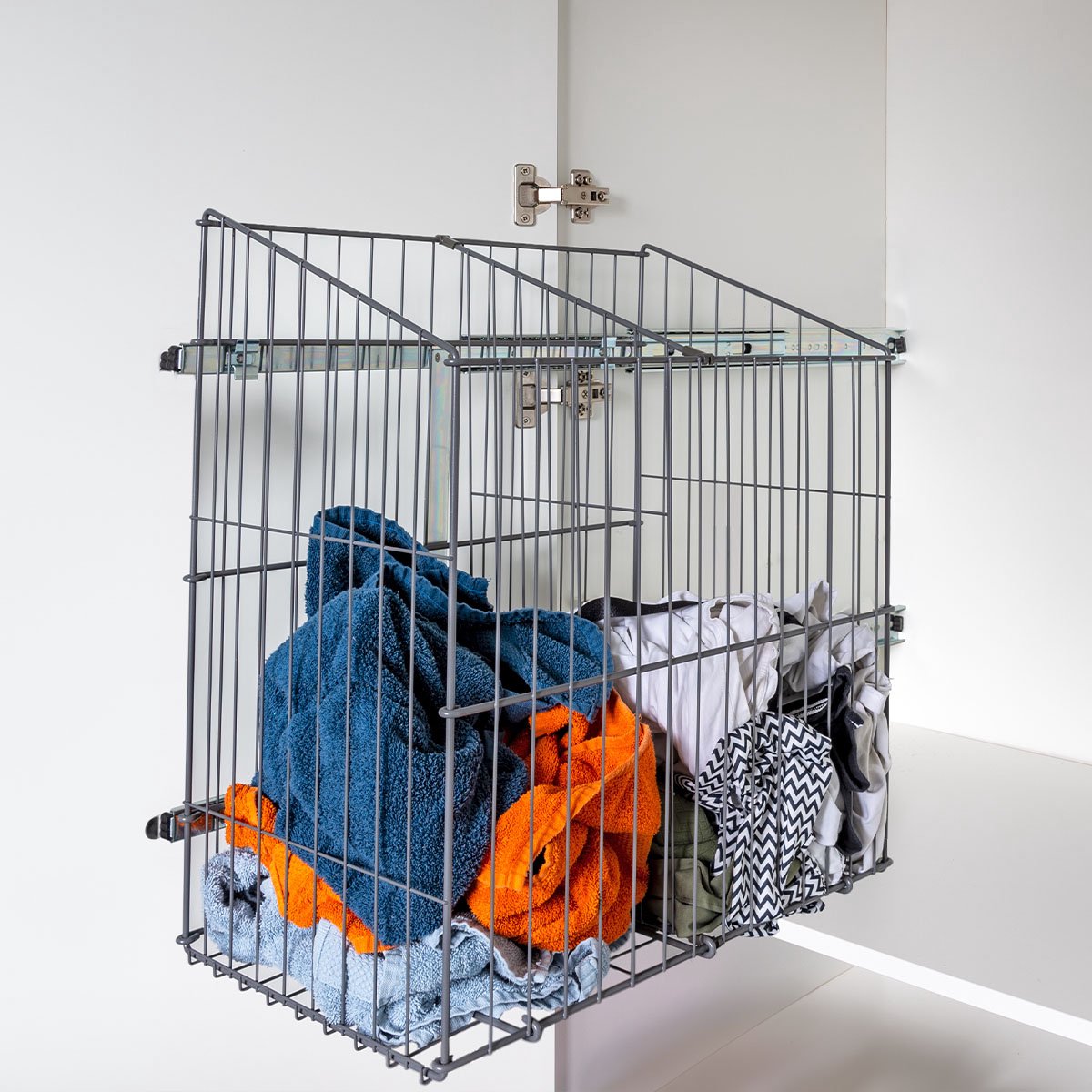 Goedkoopste Eleganca Uittrekbare Wasmand - Wasmand 2 vakken - Met Tussenschot - 55,5 x 50 x 56 cm - Wassorteerder - Metaal