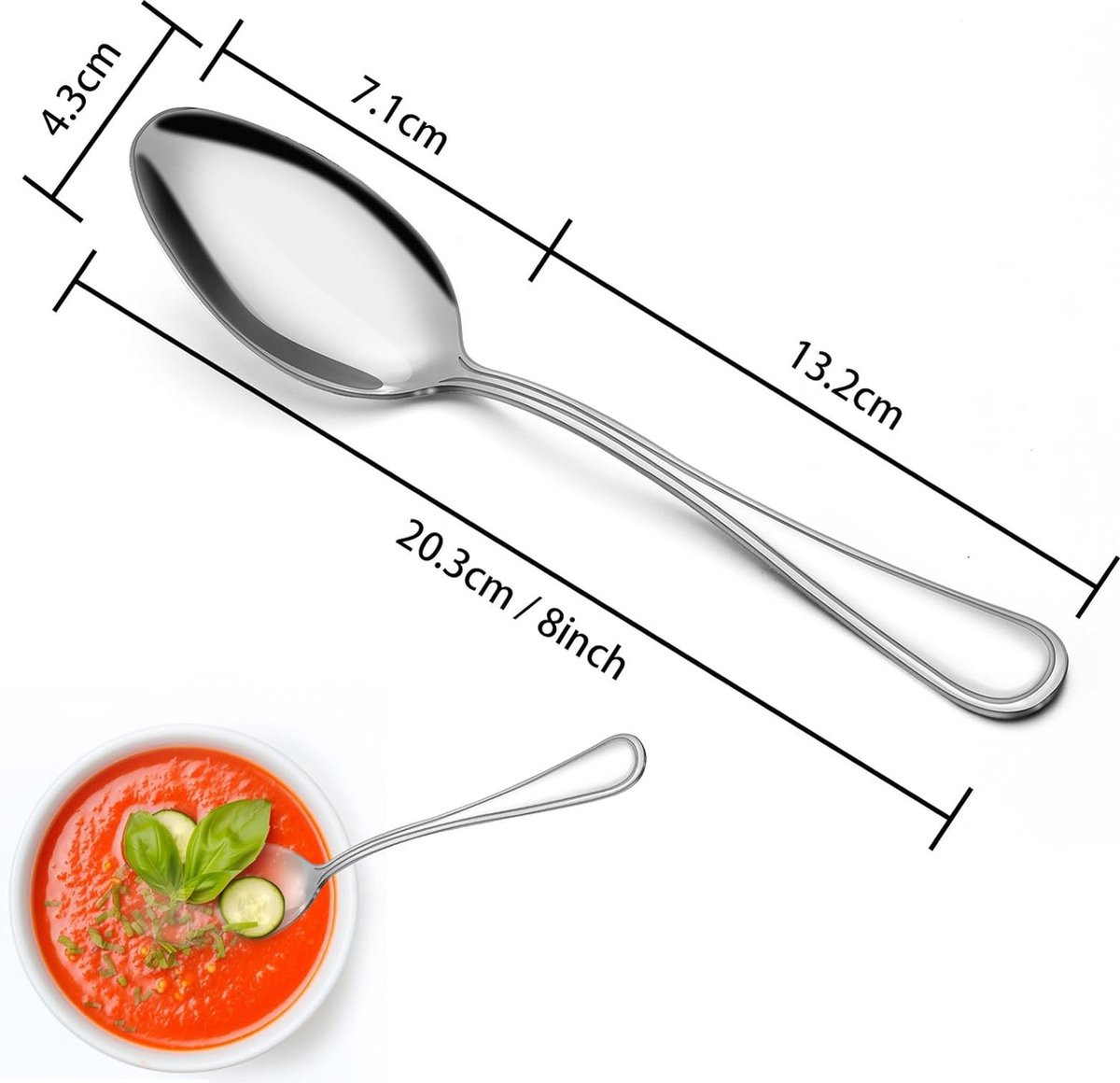 Lot De 12 Cuillères 20 Cm Acier Inoxydable Cuisine Lot De 12 Cuillères à Soupe En Inox - Longueur 20 Cm - Design Simple Et élégant Pour Cuisine Ou Restaurant Cuillères Cadeau Fête Lot De 12 Cuillères 20 Cm Acier Inoxydable Cuisine Lot De 12 Cuillères à Soupe En Inox - Longueur 20 Cm - Design Simple Et élégant Pour Cuisine Ou Restaurant Cuillères Cadeau Fête
